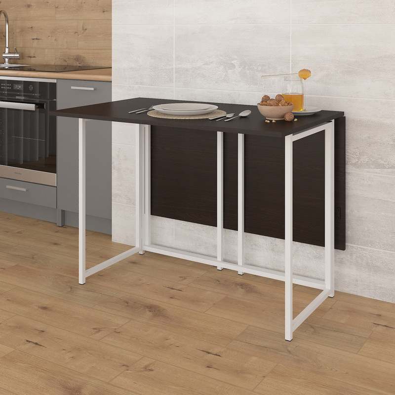 Стіл розкладний Д-41 на дві сторони 756х1375х1044  венге темний-білий