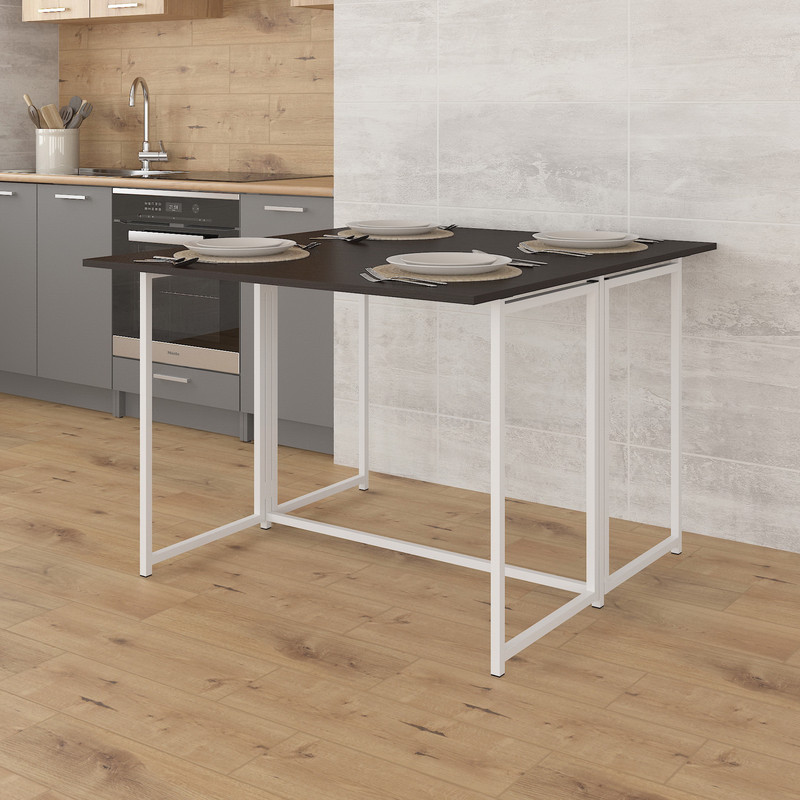 Стіл розкладний Д-41 на дві сторони 756х1375х1044  венге темний-білий