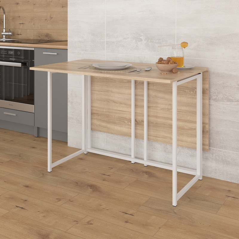 Стіл розкладний Д-41 на дві сторони 756х1375х1044  дуб сонома - білий