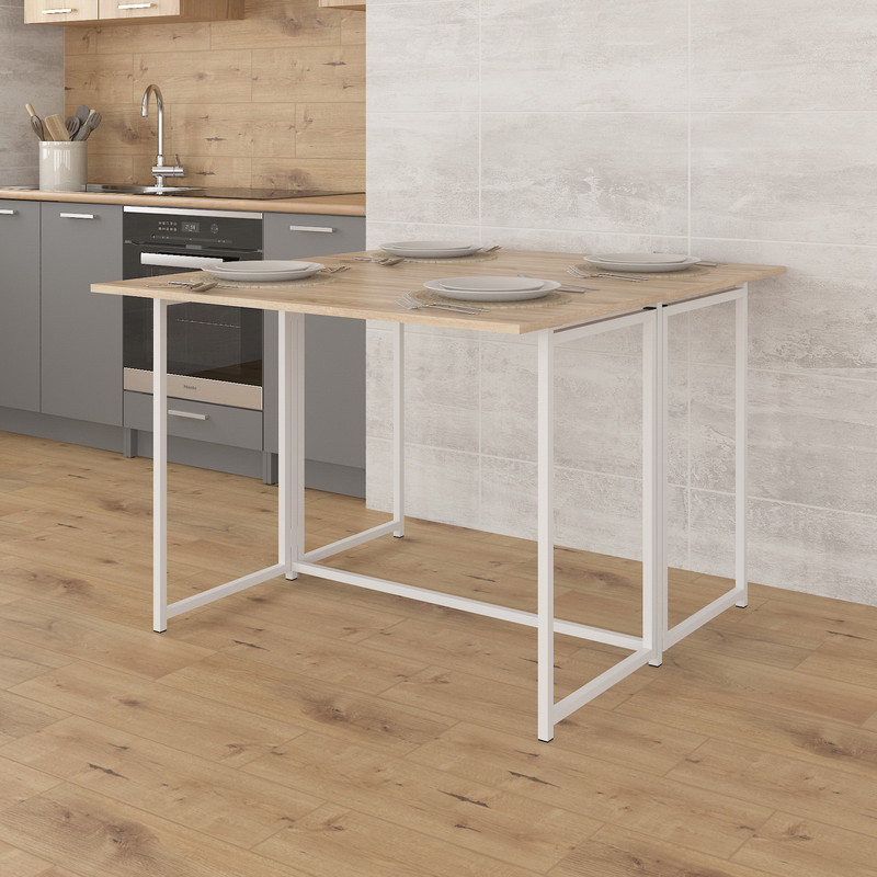 Стіл розкладний Д-41 на дві сторони 756х1375х1044  дуб сонома - білий