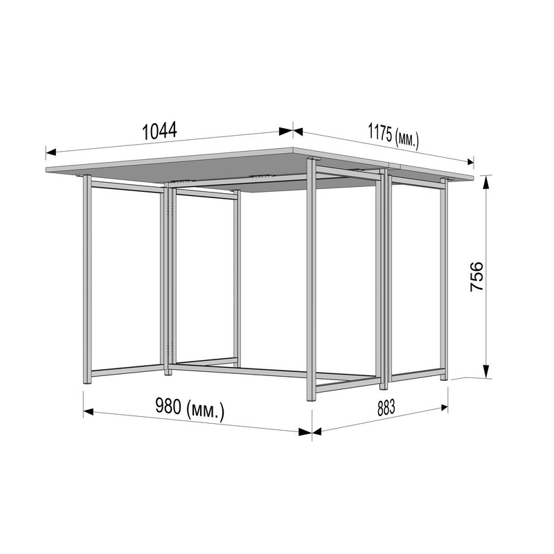 Стіл розкладний Д-41 на дві сторони 756х1375х1044  чорний матовий