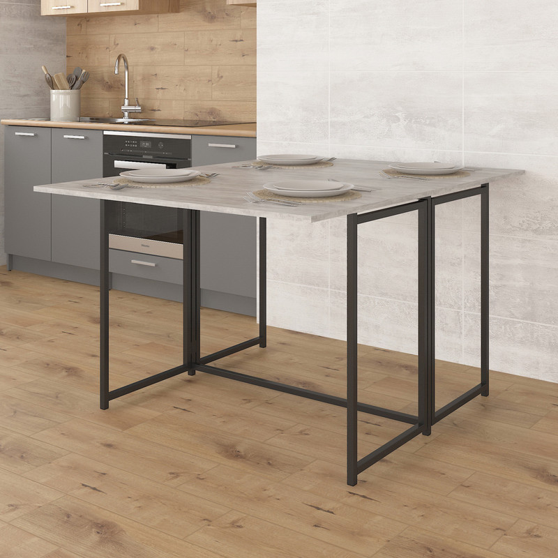 Стіл розкладний Д-40 на дві сторони 756х1175х1044  бетон - чорний