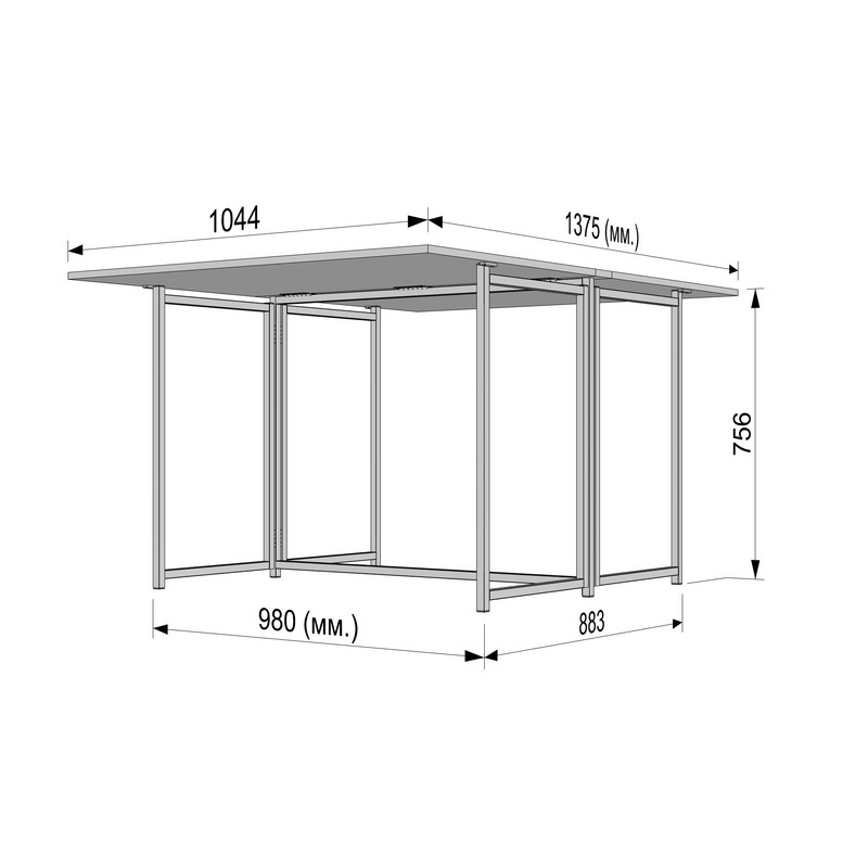 Стіл розкладний Д-40 на дві сторони 756х1175х1044  венге темний - чорний