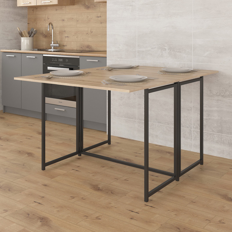 Стіл розкладний Д-40 на дві сторони 756х1175х1044  дуб сонома -чорний