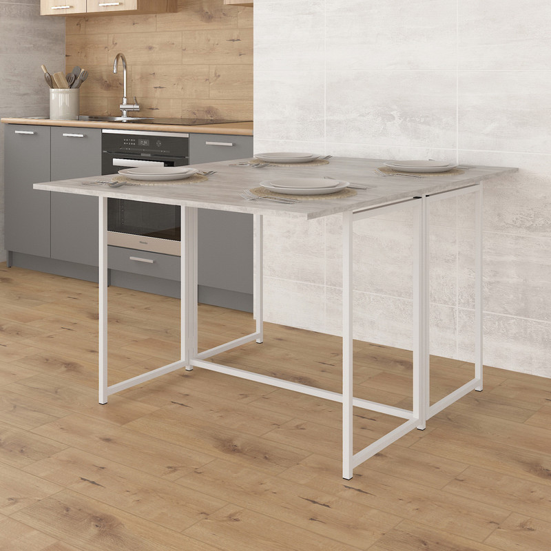 Стіл розкладний Д-40 на дві сторони 756х1175х1044  бетон-білий