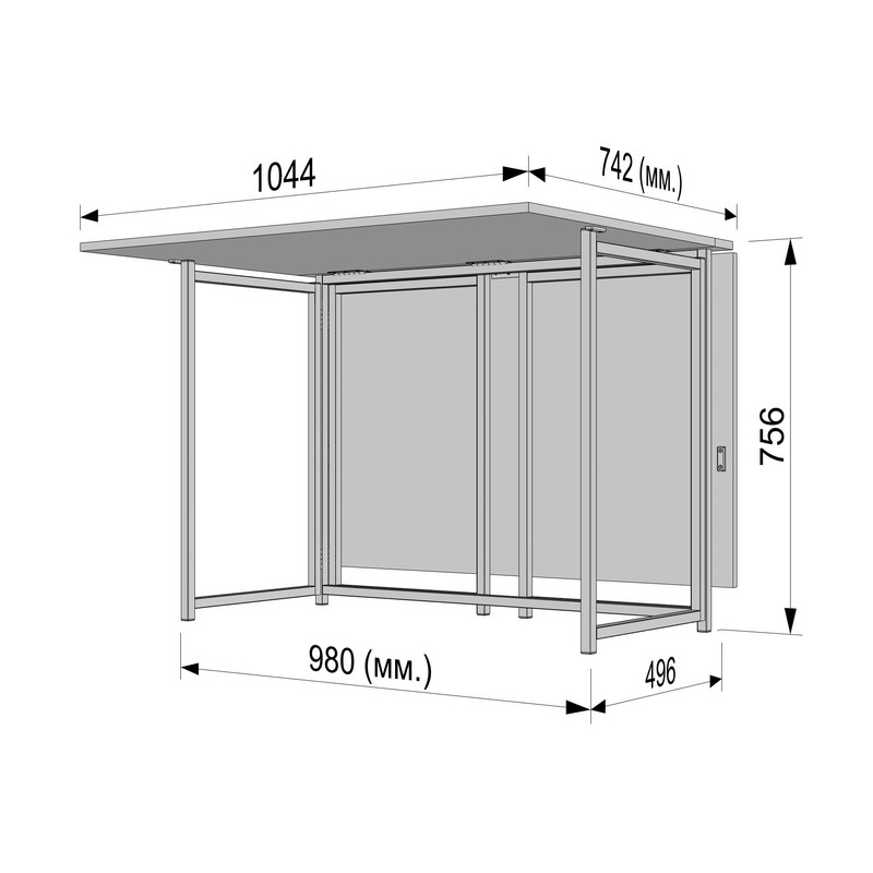 Стіл розкладний Д-40 на дві сторони 756х1175х1044  білий