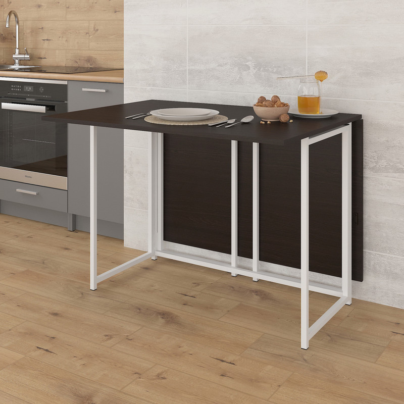 Стіл розкладний Д-40 на дві сторони 756х1175х1044  венге темний-білий