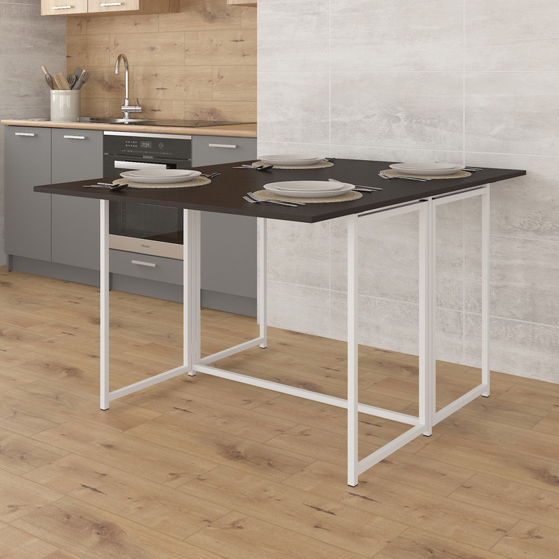 Стіл розкладний Д-40 на дві сторони 756х1175х1044  венге темний-білий