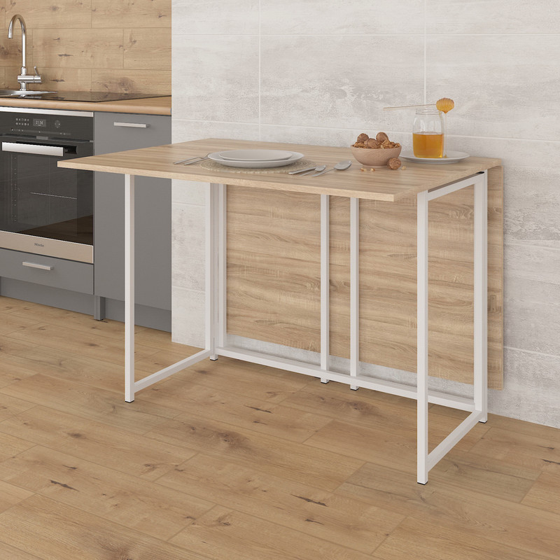 Стіл розкладний Д-40 на дві сторони 756х1175х1044  дуб сонома - білий