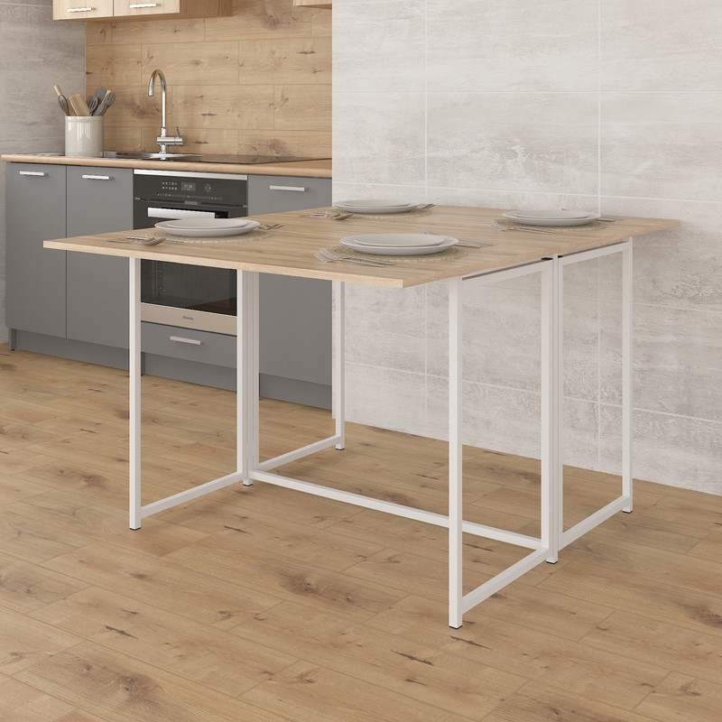 Стіл розкладний Д-40 на дві сторони 756х1175х1044  дуб сонома - білий