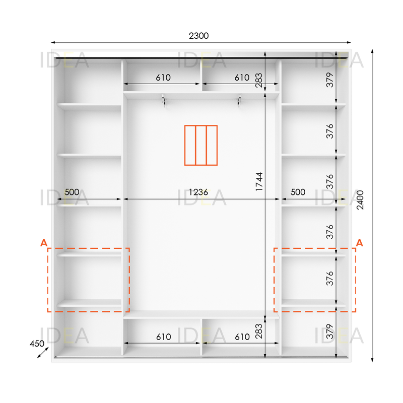 Шафа-купе IDEA серія 4 230 x 45 x 240 см Білий