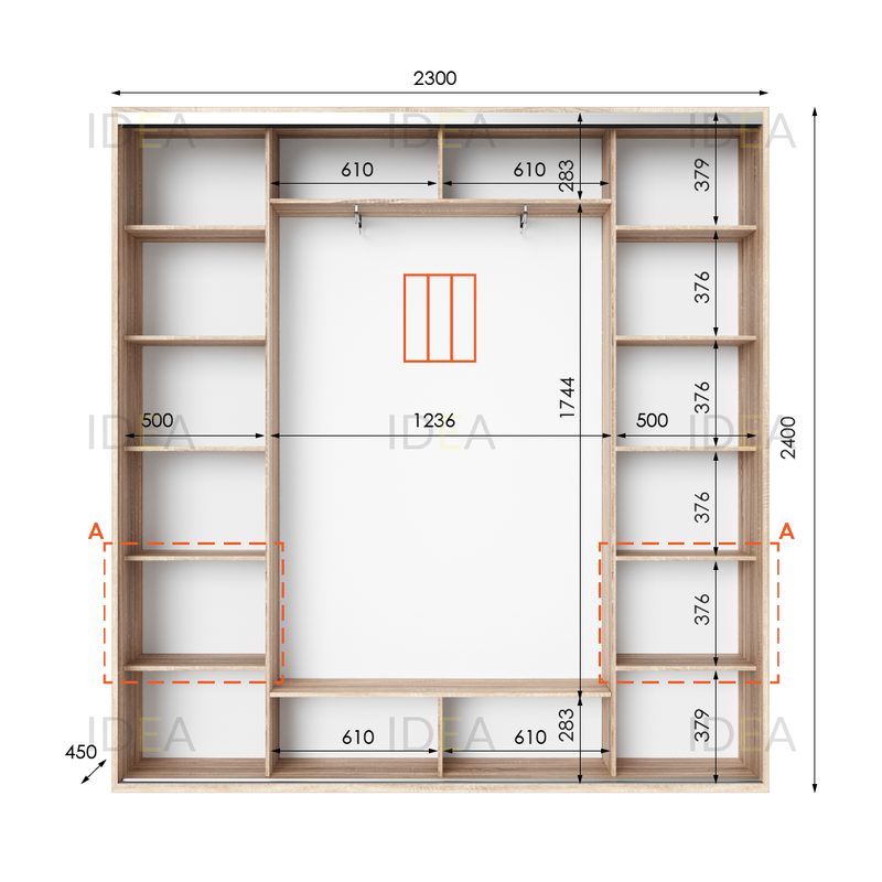 Шафа-купе IDEA серія 4 230 x 45 x 240 см Дуб Сонома