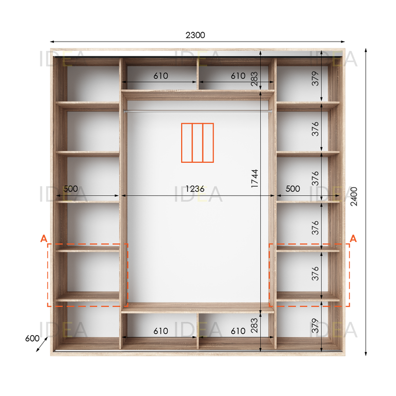 Шафа-купе IDEA серія 4 230 x 60 x 240 см Дуб Сонома