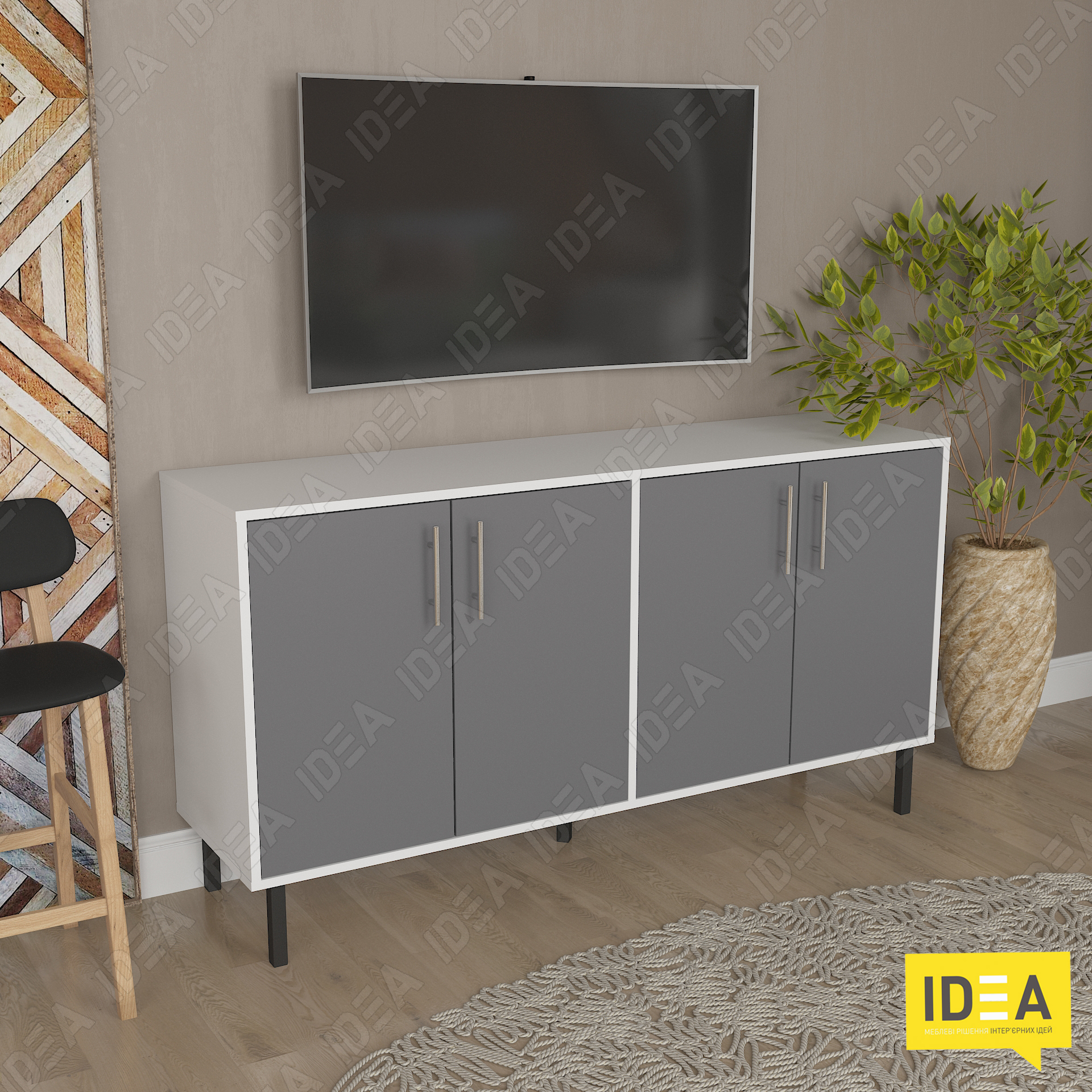 Комод А-196 білий - антрацит