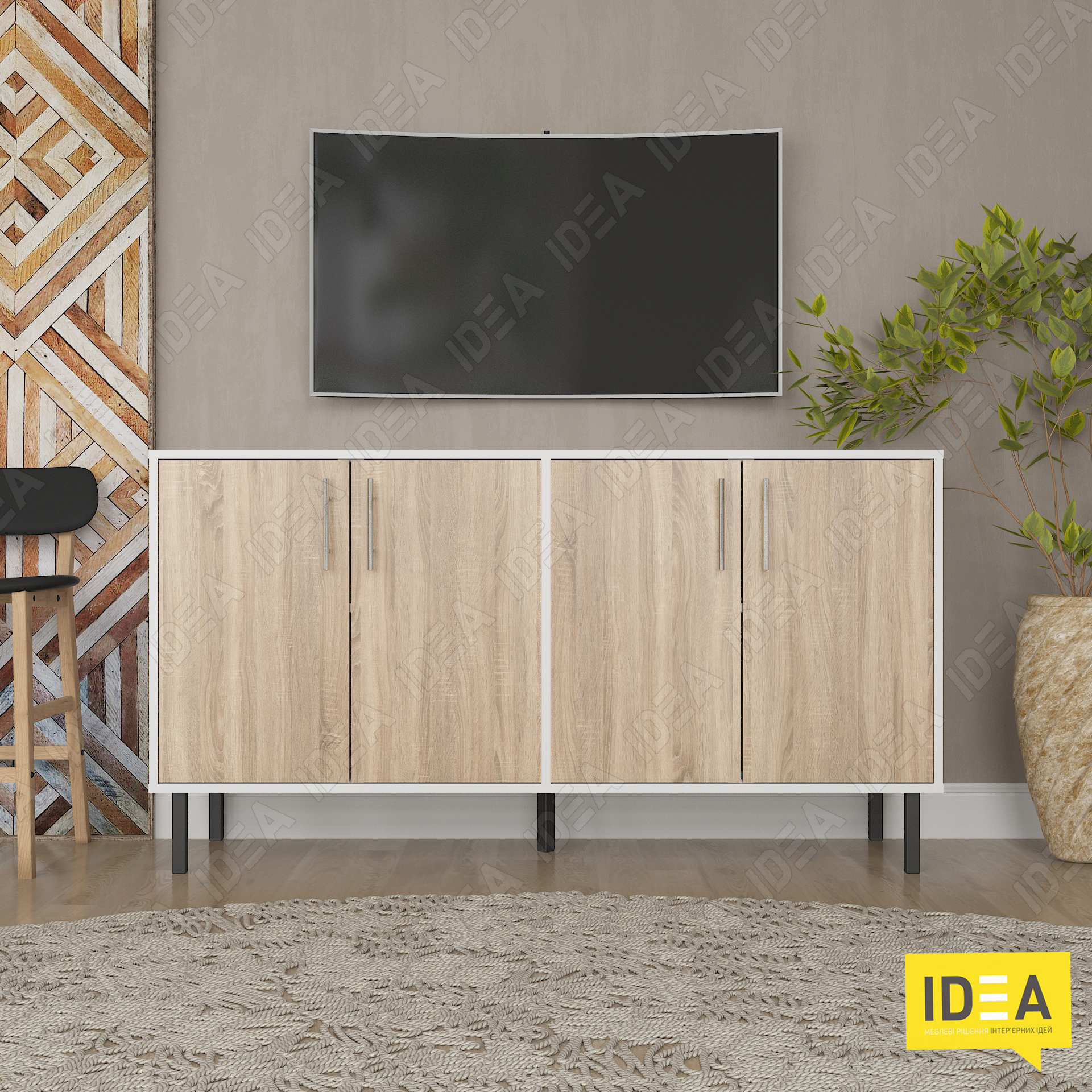 Комод А-196 білий - дуб сонома