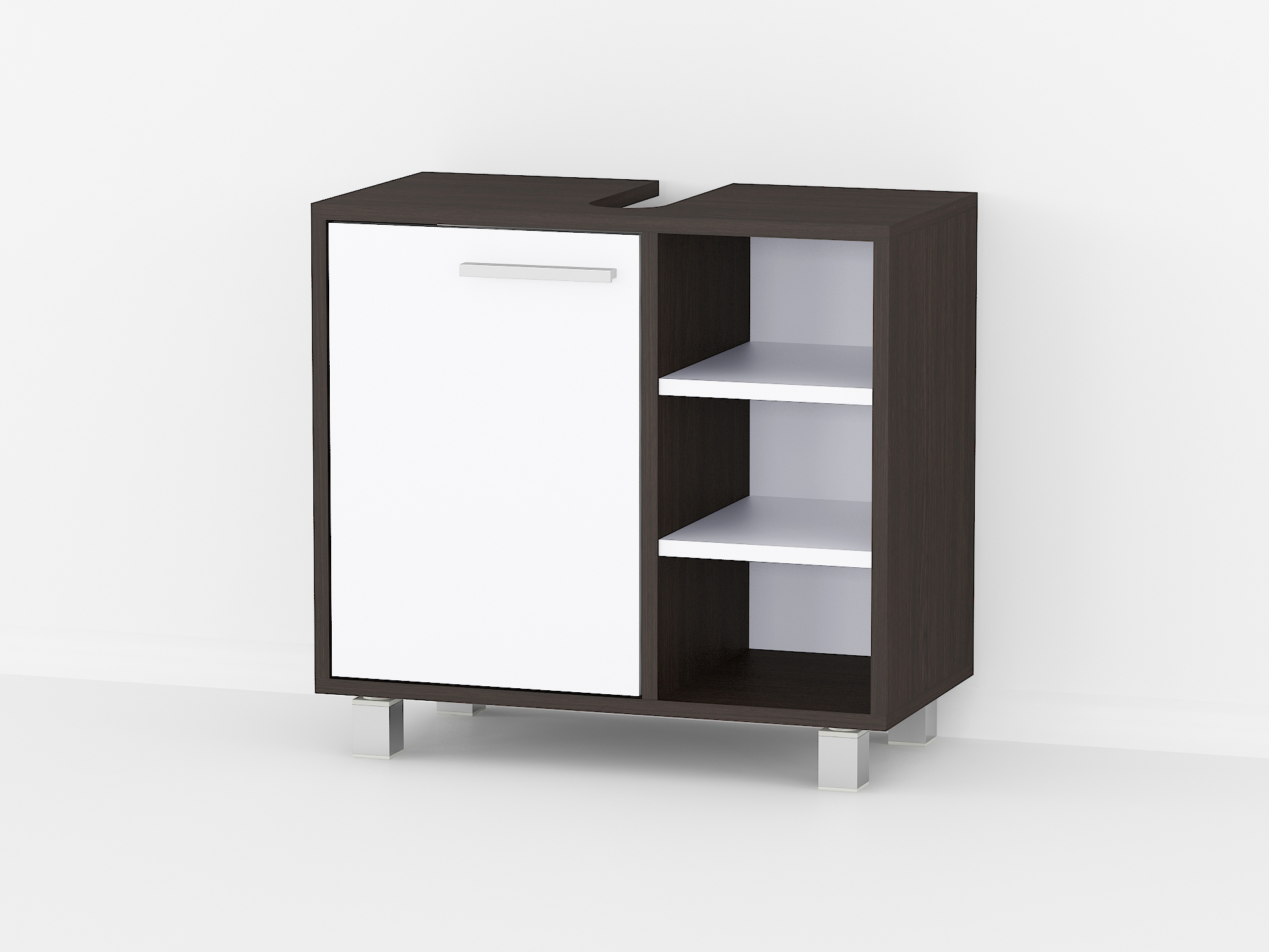 Шафа під умивальник з полками А-65 венге темний-білий