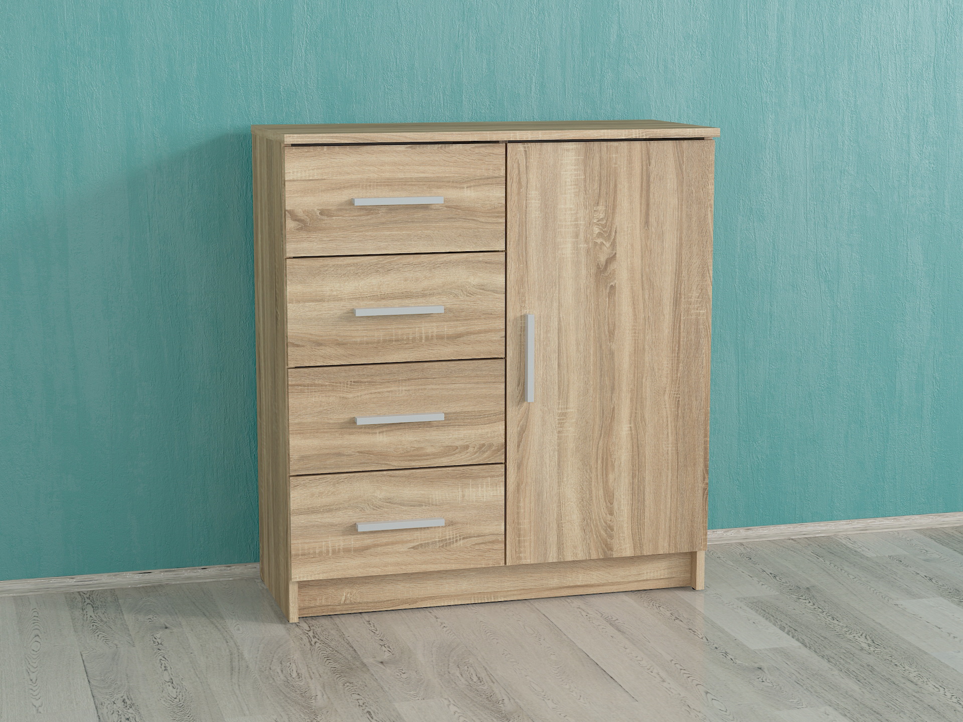 Комод з 4 шухлядами і дверима А-93 дуб сонома