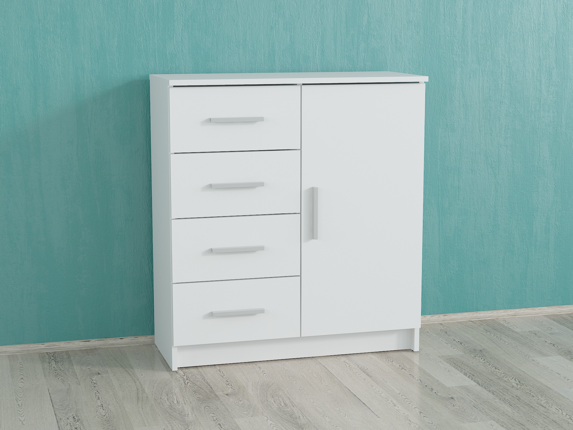 Комод з 4 шухлядами і дверима А-93 білий