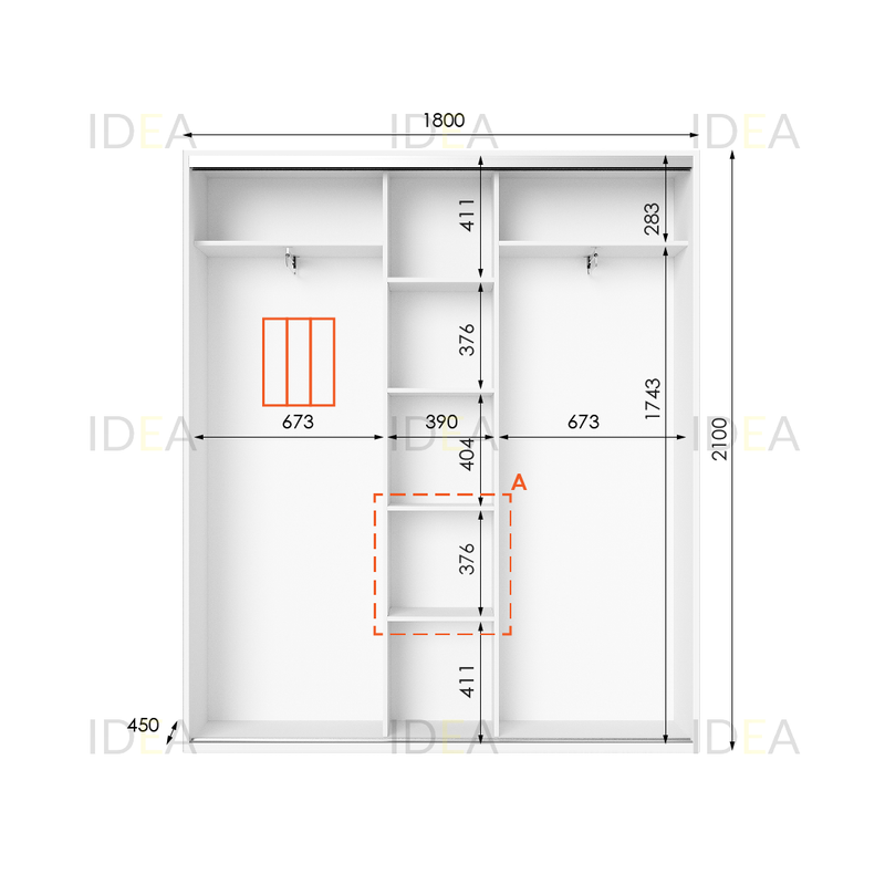 Шафа-купе IDEA серія 6 180 x 45 x 210 см Білий