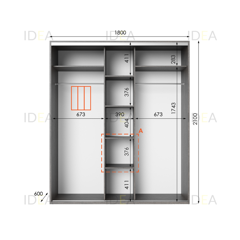 Шафа-купе IDEA серія 6 180 x 60 x 210 см венге темний