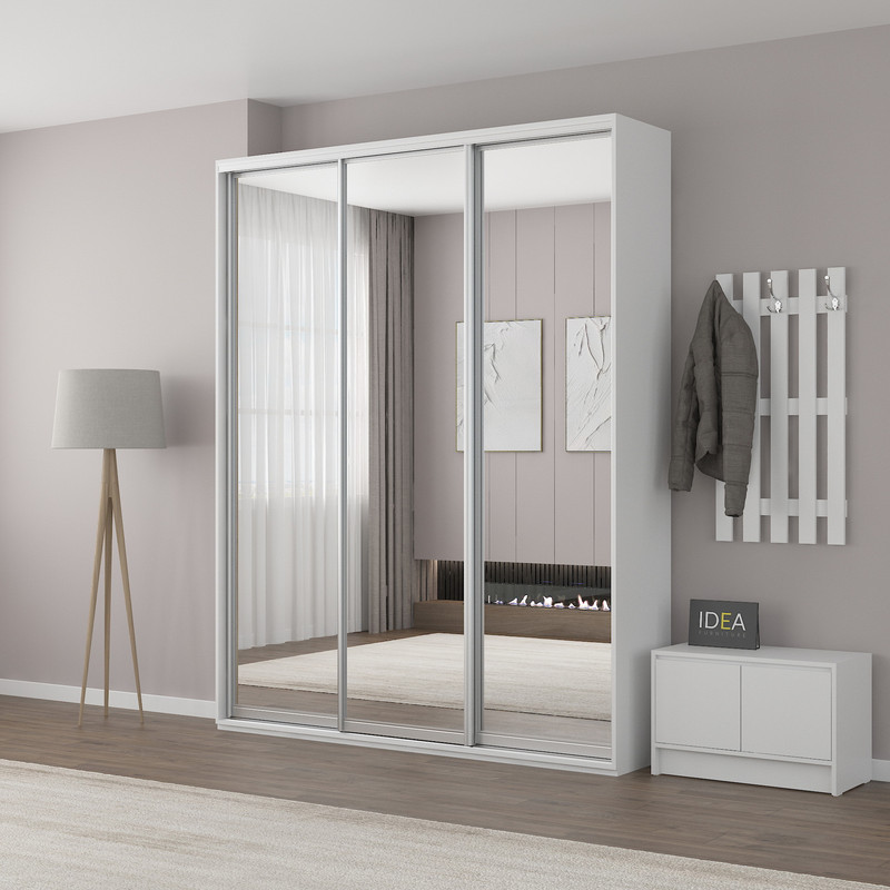 Шафа-купе IDEA серія 6 190 x 45 x 210 см Білий дзеркало
