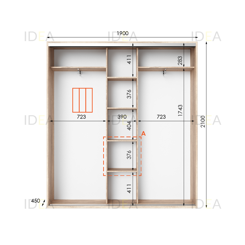 Шафа-купе IDEA серія 6 190 x 45 x 210 см Дуб Сонома