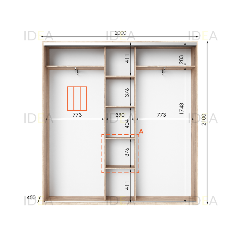 Шафа-купе IDEA серія 6 200 x 45 x 210 см Дуб Сонома