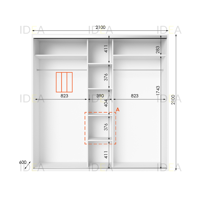 Шафа-купе IDEA серія 6 210 x 60 x 210 см Білий
