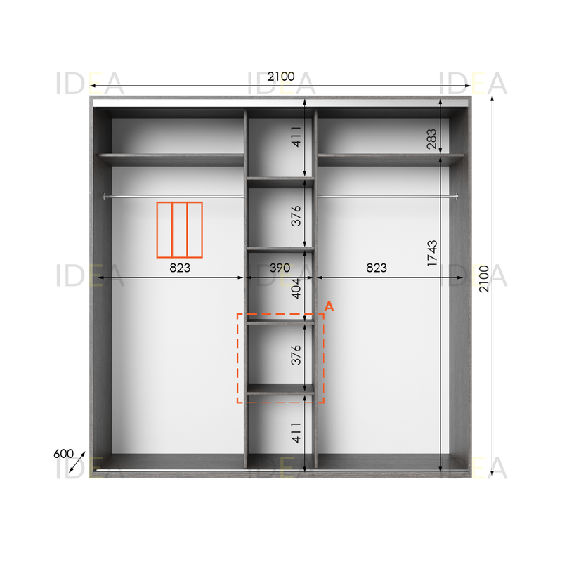 Шафа-купе IDEA серія 6 210 x 60 x 210 см венге темний