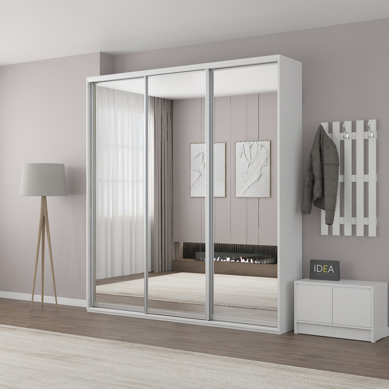 Шафа-купе IDEA серія 6 220 x 45 x 210 см Білий дзеркало