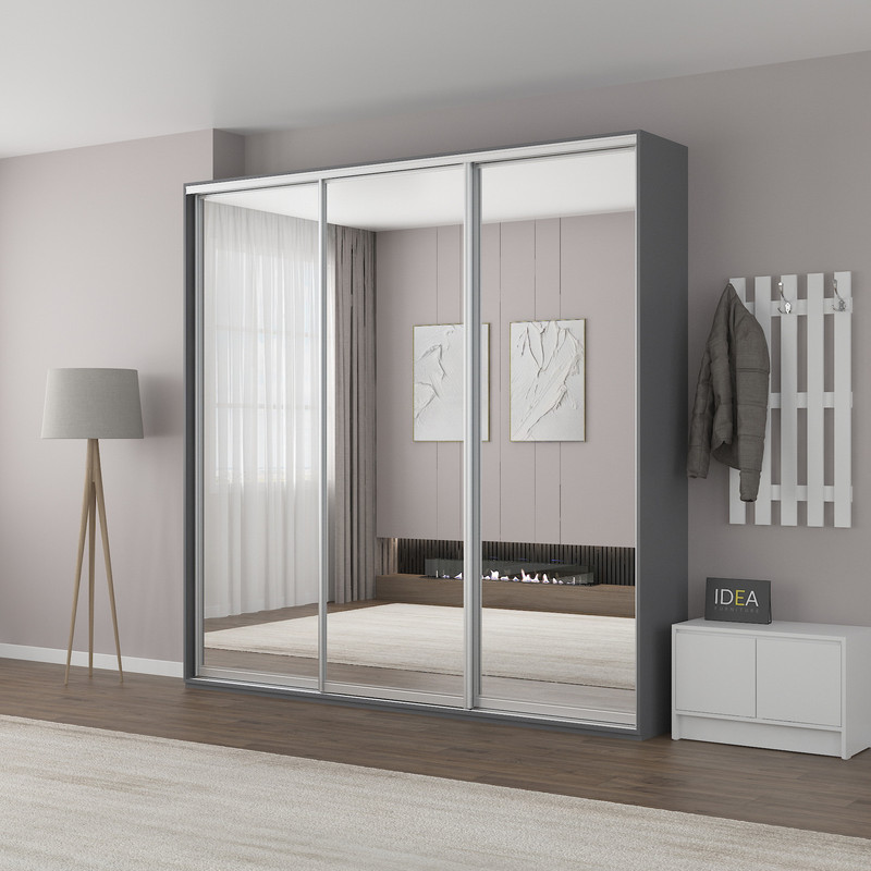 Шафа-купе IDEA серія 6 240 x 45 x 210 см Антрацит дзеркало