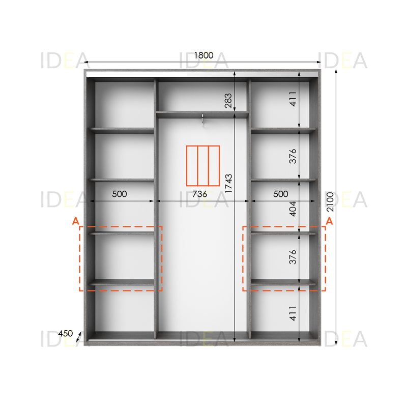 Шафа-купе IDEA серія 7 180 x 45 x 210 см венге темний