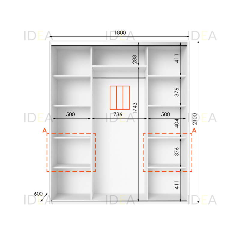 Шафа-купе IDEA серія 7 180 x 60 x 210 см Білий