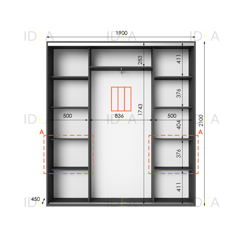 Шафа-купе IDEA серія 7 190 x 45 x 210 см Антрацит
