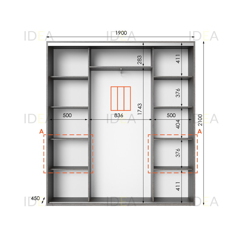 Шафа-купе IDEA серія 7 190 x 45 x 210 см Венге темний дзеркало