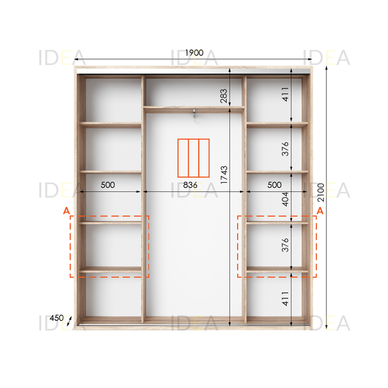 Шафа-купе IDEA серія 7 190 x 45 x 210 см Дуб Сонома