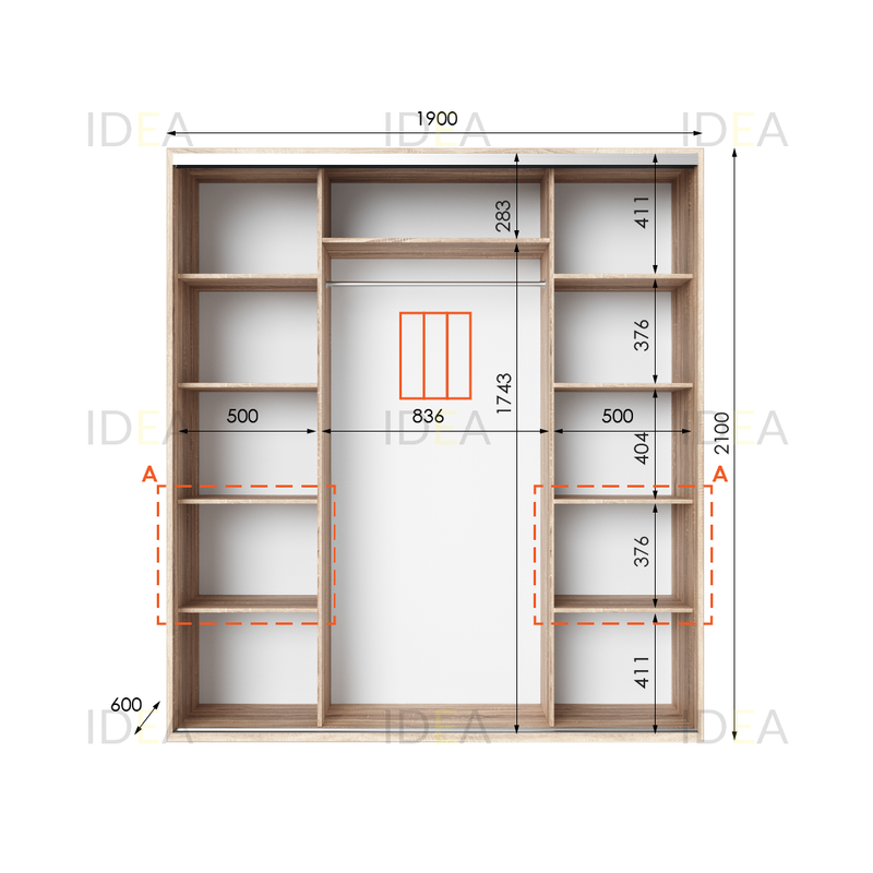 Шафа-купе IDEA серія 7 190 x 60 x 210 см Дуб Сонома