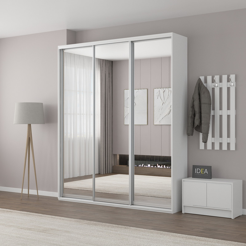 Шафа-купе IDEA серія 7 200 x 60 x 210 см Білий дзеркало