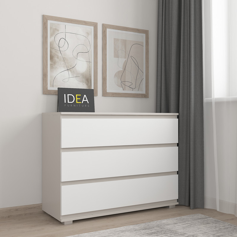 Комод на 3 шухляди без ручок Б-4.1 Кашемір - Білий