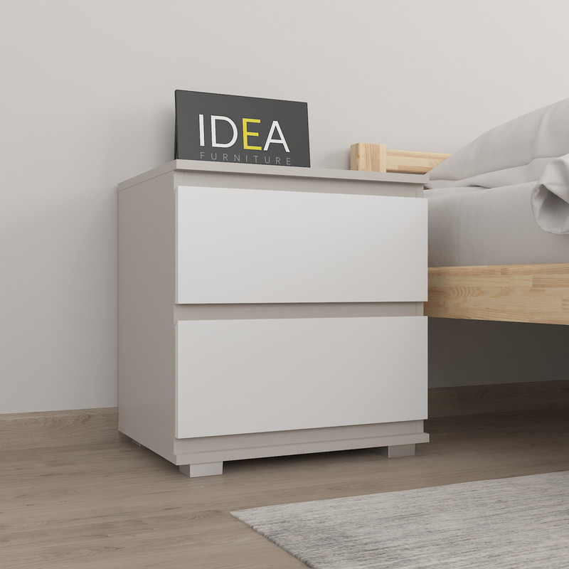 Приліжкова тумба на 2 ящика без ручок Б-7.1 Кашемір - Білий