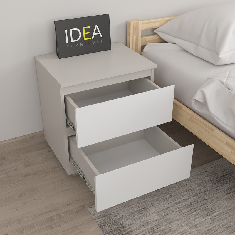 Приліжкова тумба на 2 ящика без ручок Б-7.1 Кашемір - Білий