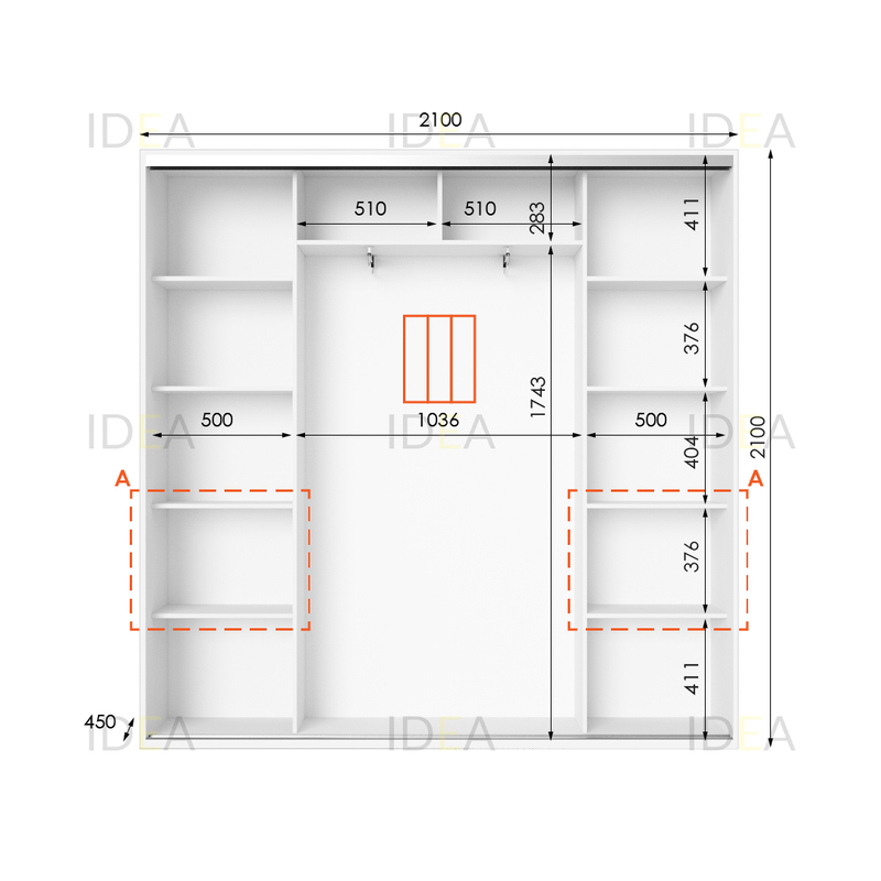 Шафа-купе IDEA серія 7 210 x 45 x 210 см Білий