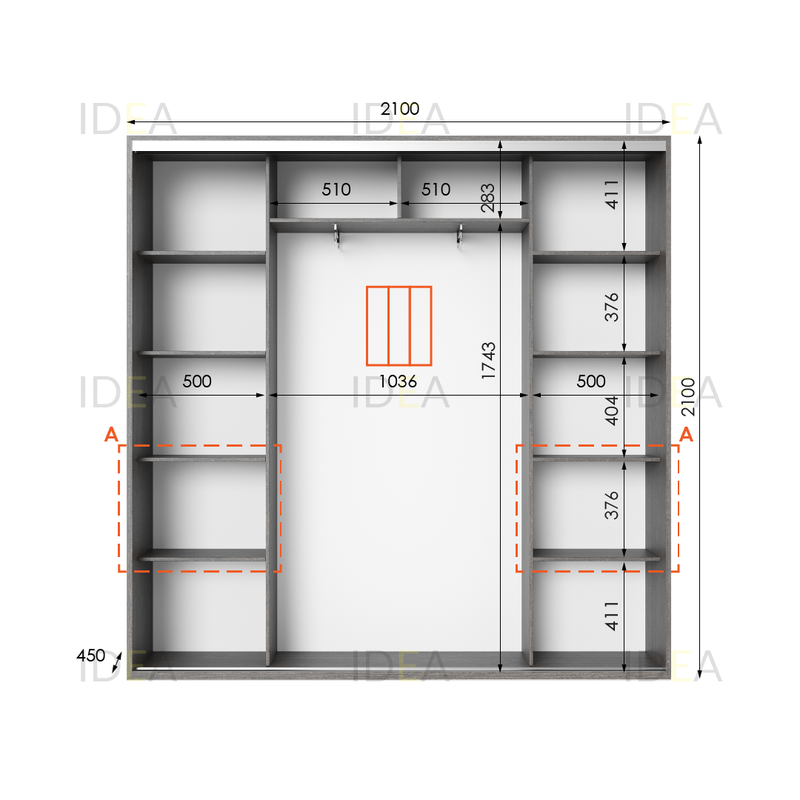 Шафа-купе IDEA серія 7 210 x 45 x 210 см венге темний