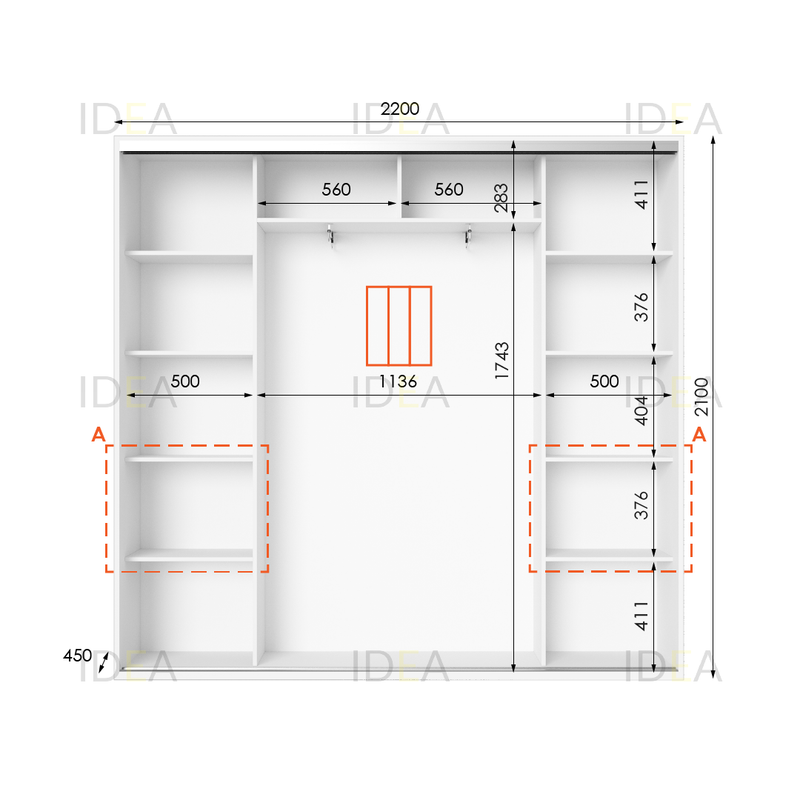 Шафа-купе IDEA серія 7 220 x 45 x 210 см Білий