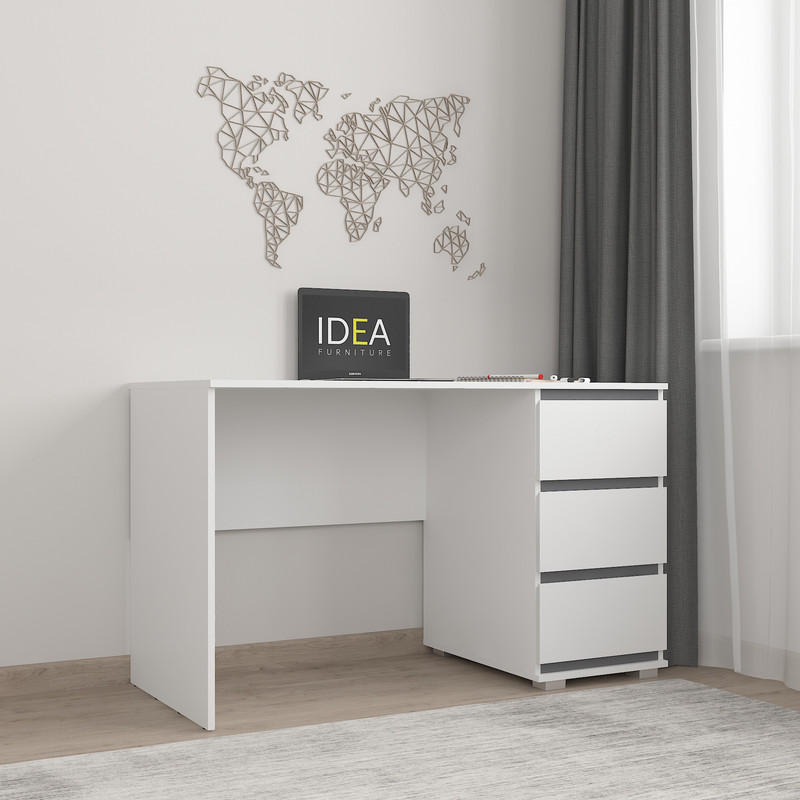 Стіл комп'ютерний на 3 ящики Б-5 Білий - антрацит планки