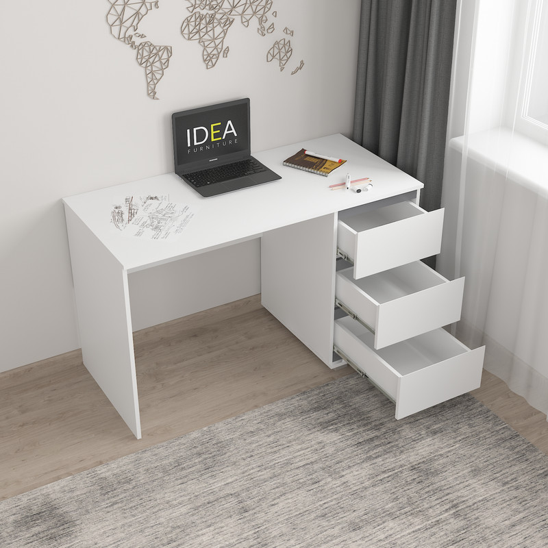 Стіл комп'ютерний на 3 ящики Б-5 Білий - антрацит планки