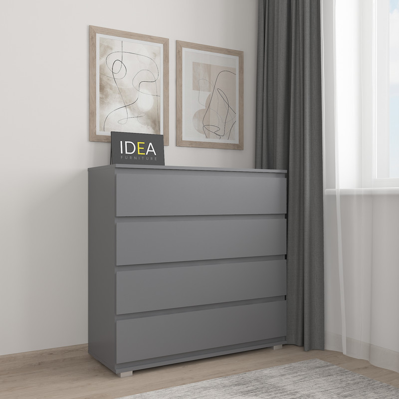 Комод на 4 шухляди без ручок Б-8 Антрацит