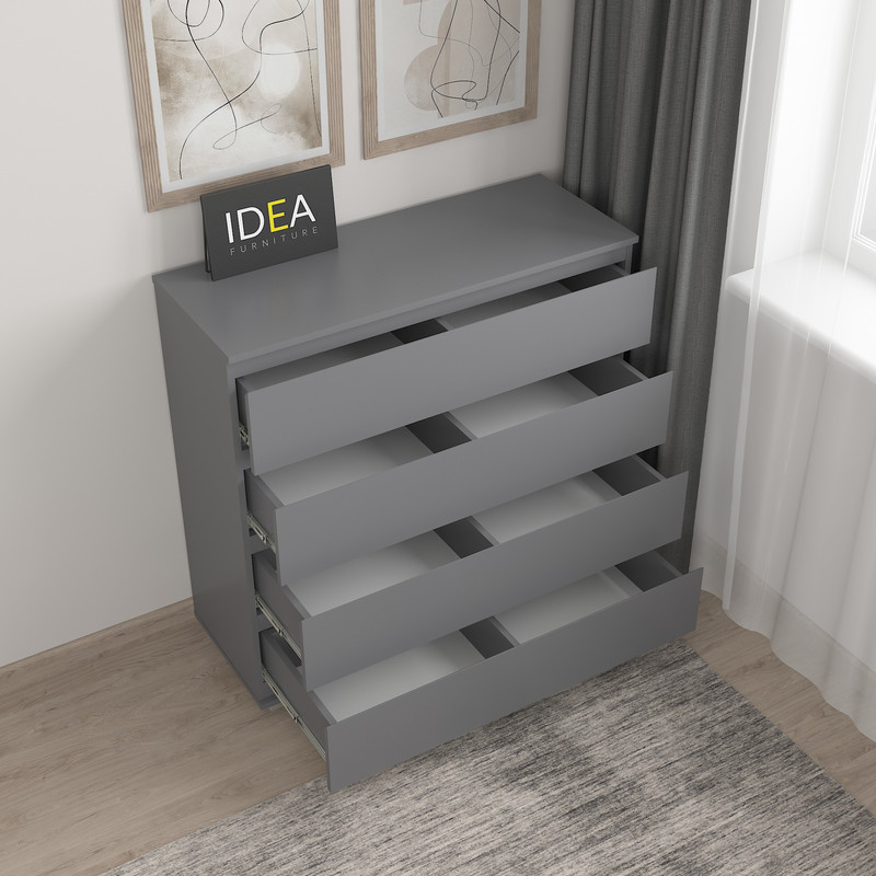 Комод на 4 шухляди без ручок Б-8 Антрацит