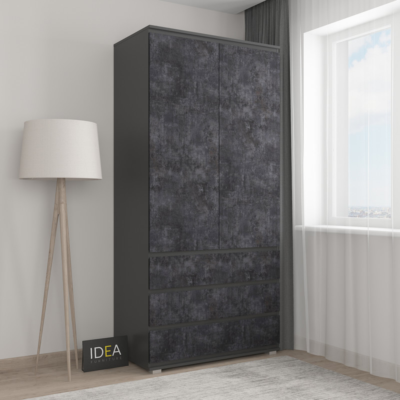 Шафа зі штангою без ручок Б-2.1 Антрацит - Вугільний Камінь