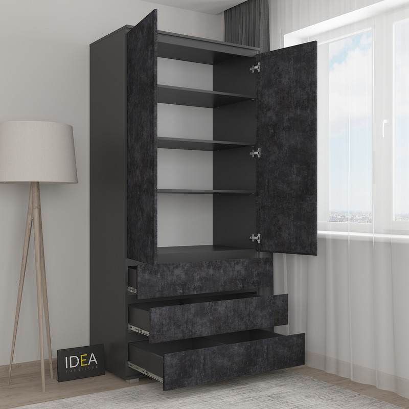 Шафа зі штангою без ручок Б-2.1 Антрацит - Вугільний Камінь